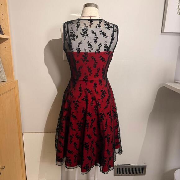 Voodoo Vixen Better Bella Red and Black Lace Overlay Dress Women's S 50’s Retro - Picture 7 of 7